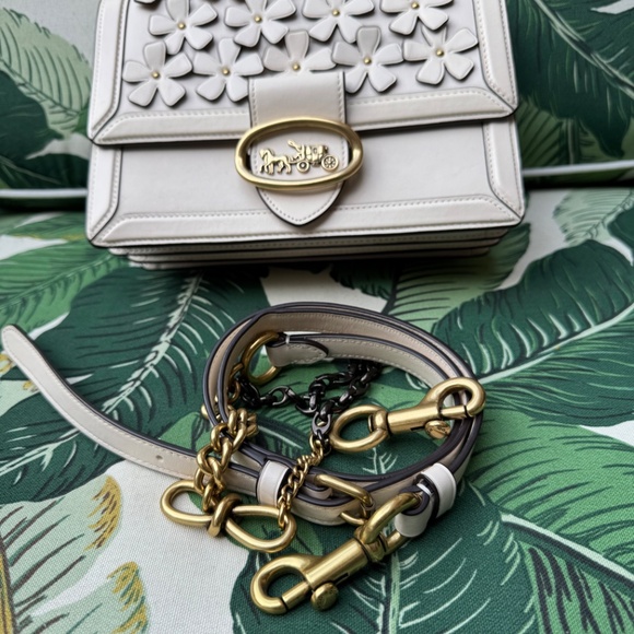 COACH 1941 RILEY Top Handle 22 FLORAL Appliqué Crossbody CHALK /Brass - Picture 14 of 14